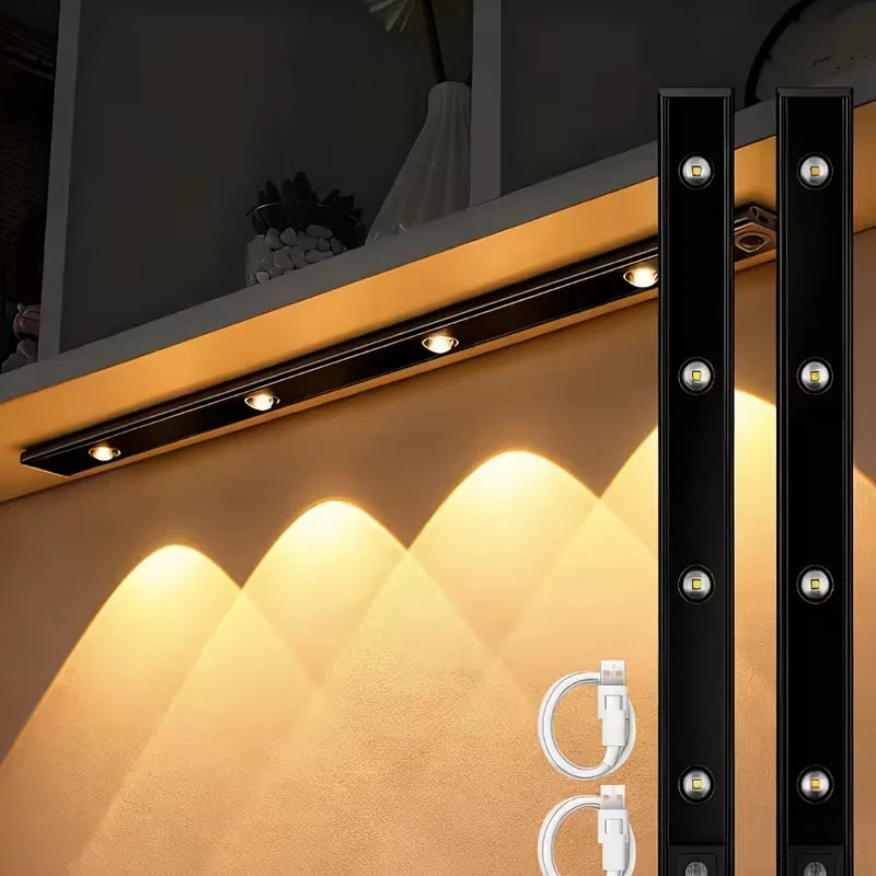 Bandes lumineuses LED à induction intelligentes – Éclairage d'armoire, de penderie et de chevet avec détecteur de mouvement