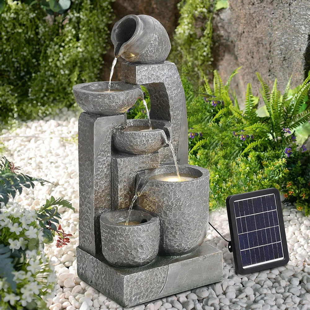 Cascade Solar Water Fountain – Outdoor Garden Patio Feature for Balcony Use