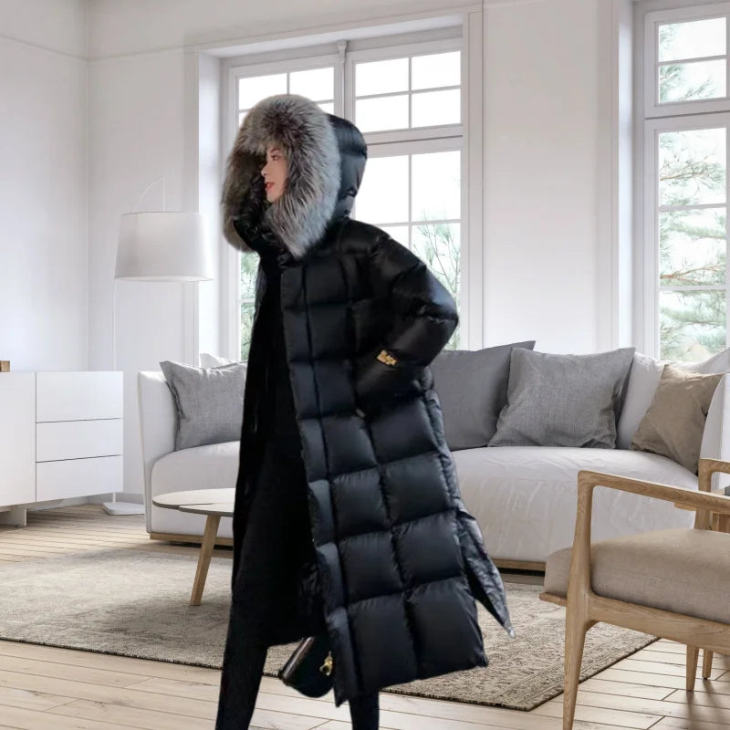 New Thick Winter Parka for Women – Plush Faux Fur Hooded Trench Coat