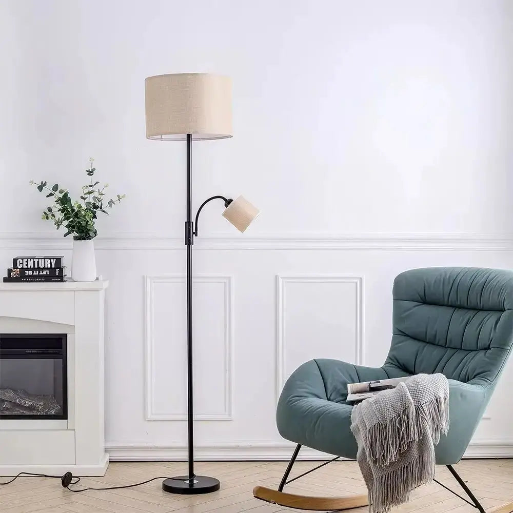 2-Light Floor Lamp with Adjustable Heads – Standing Reading & Room Lighting