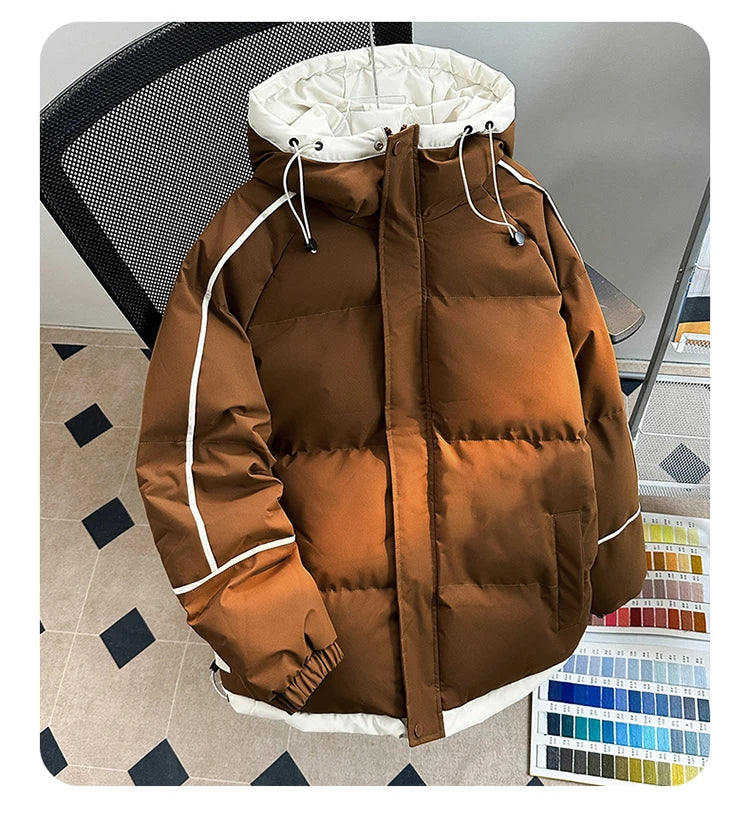 Men’s Winter Down Jacket – Thick Warm White Duck Down Puffer Coat with Hood, Windproof & Cold-Proof