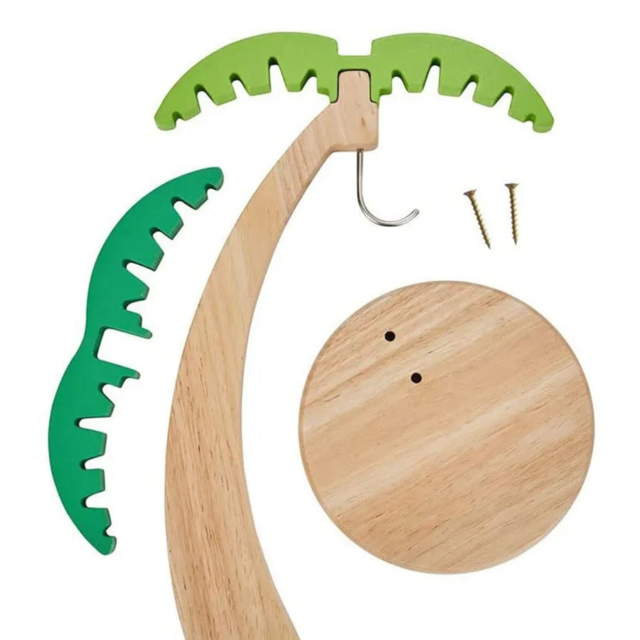 Wooden Banana Rack with Hook – Decorative Leaf Design Vertical Fruit Storage