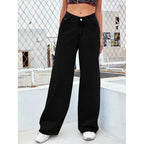 2000s Women’s High Waist Wide Leg Straight Jeans – Y2K Loose Fit Denim Trousers