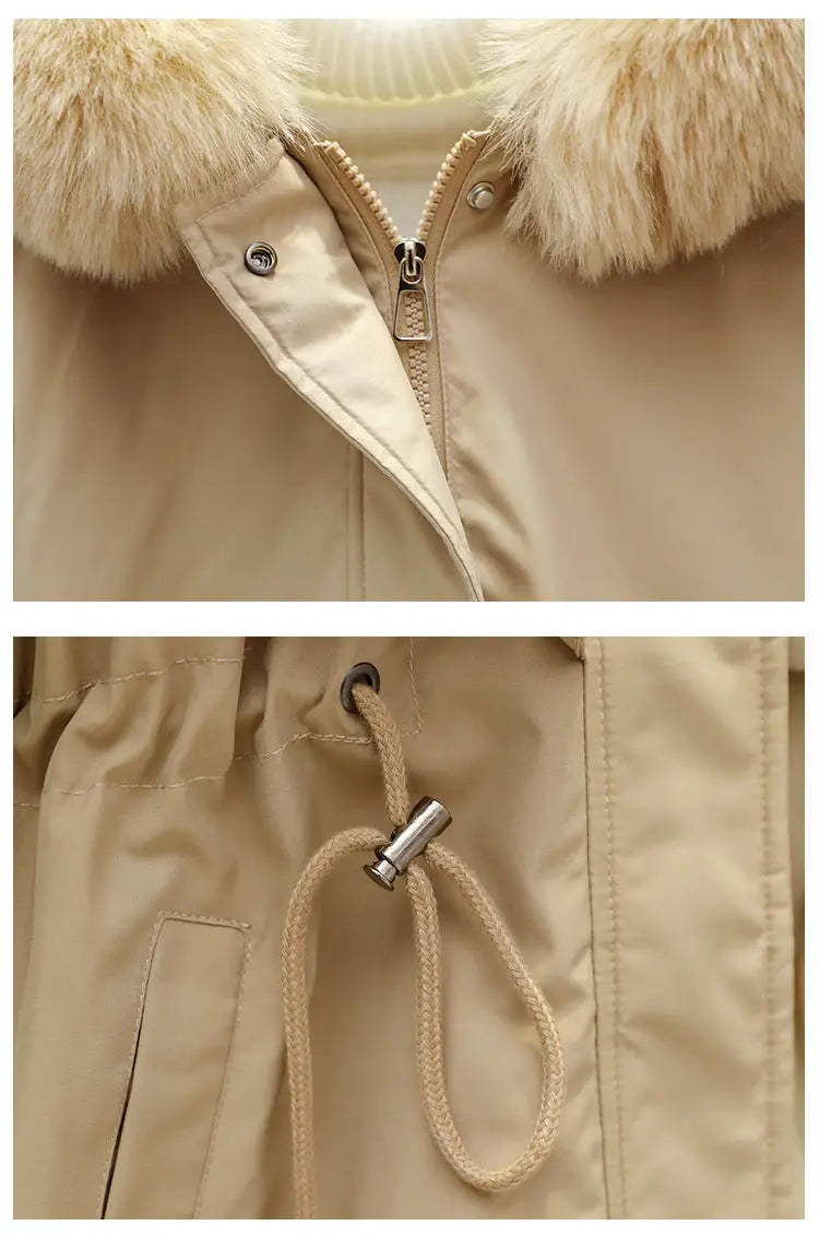 New Women Winter Jacket – Slim Long Coat with Big Fur Collar