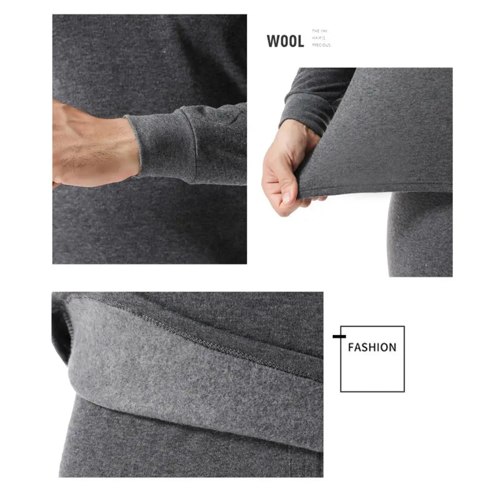 Winter Fleece-Lined Ultra Soft Thermal Underwear Set for Men — Top & Bottom