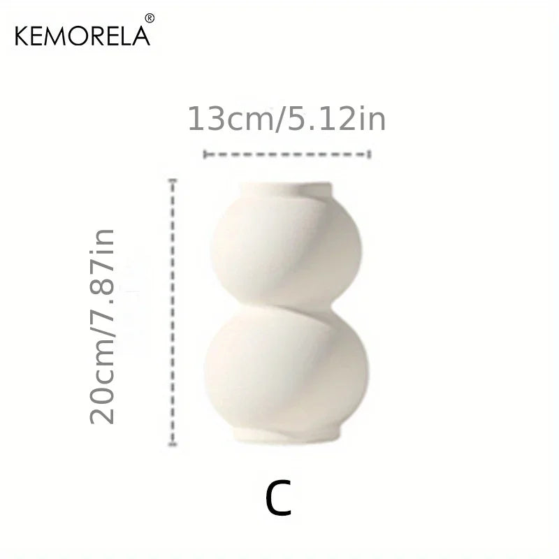 Nordic Ceramic Vase Circular Hollow Donuts Flower Pot Home Living Room Decoration Accessories Interior Office Desktop Decor Gift