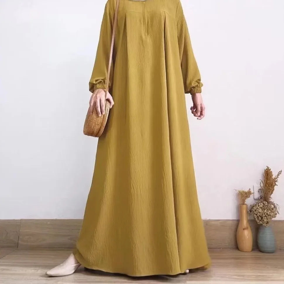 2026 Muslim Modest Abayas for Women Long Sleeve Casual Maxi Dress Ramadan Kaftan Robe Islamic Clothing Eid Party Jalabiya Caftan