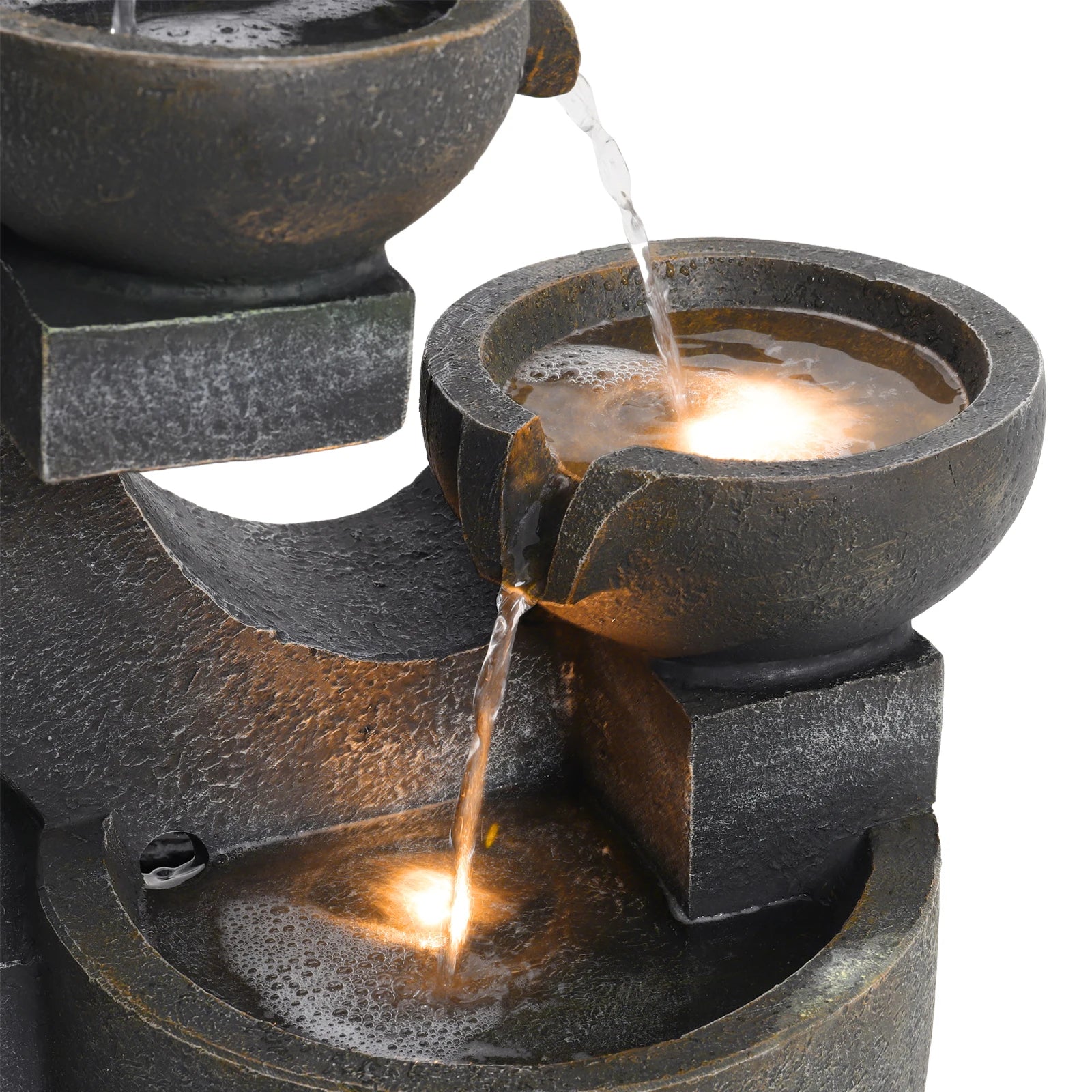 Outdoor Freestanding Water Fountain – Garden LED Waterfall Feature with Pump