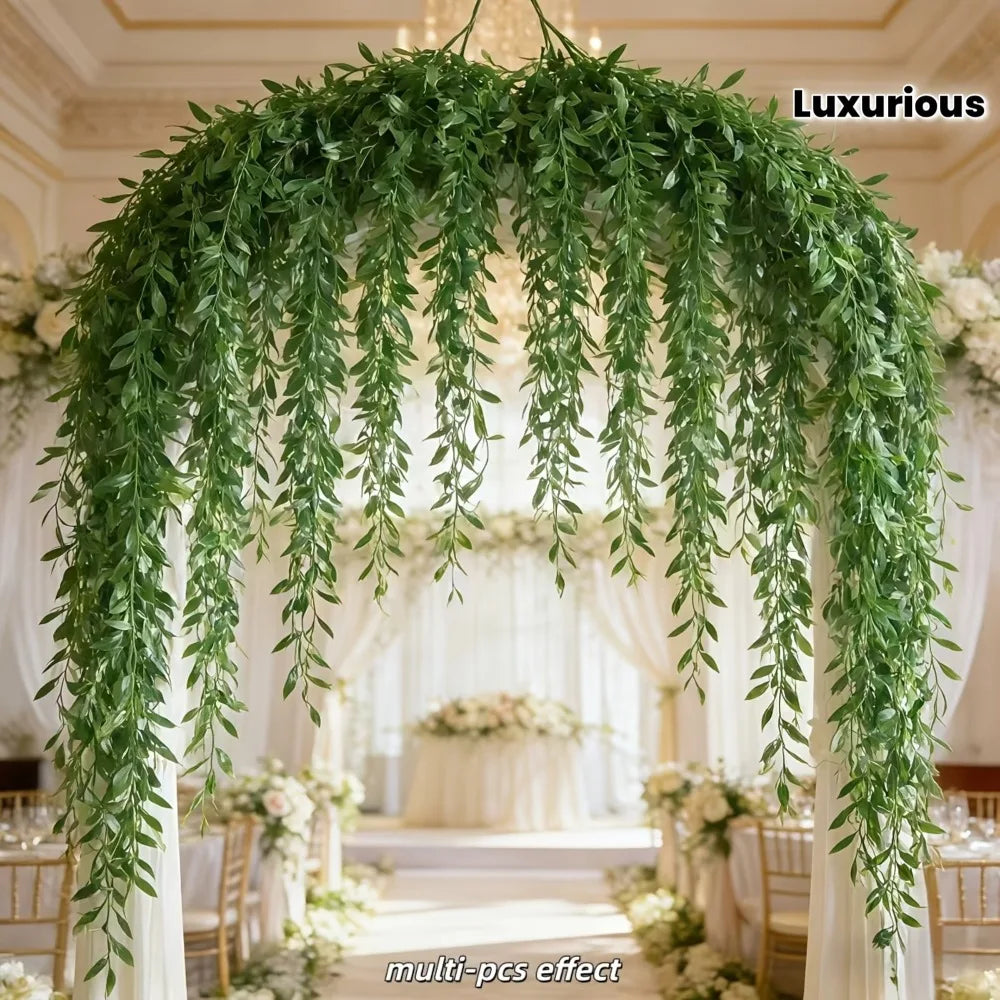 20pcs Extra-Long Deluxe Willow Vine – Artificial Hanging Greenery for Home & Event Decor