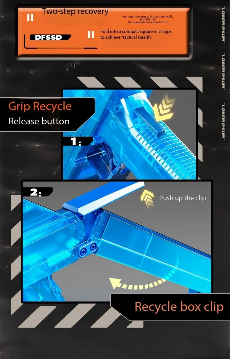 New Folding Electric Water Gun with Flashing Lights – High-Speed Rechargeable Water Blaster