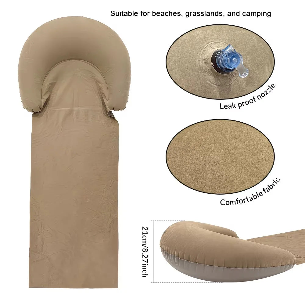 Beach Mat with Inflatable Headrest – Sand-Proof Foldable Camping & Picnic Mat