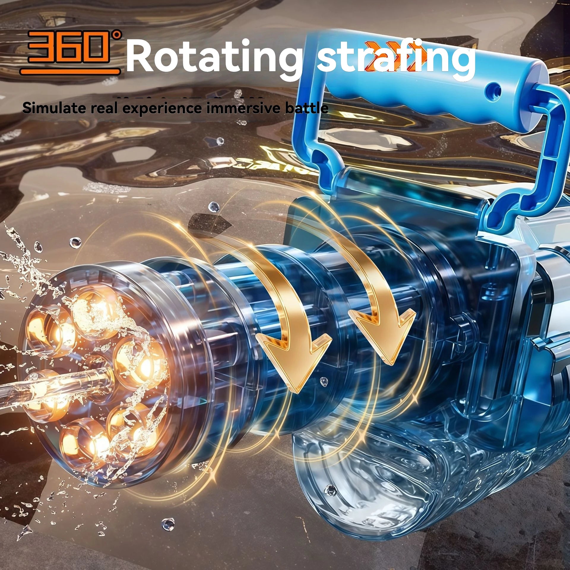 Rotating Spitfire Gatling Electric Water Gun – High-Pressure Continuous Pulse Water Blaster