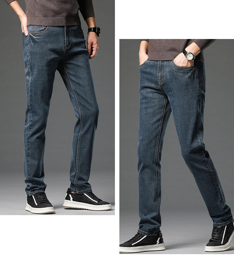 Cotton Stretch Jeans for Men – Classic Retro Slim Straight Fit