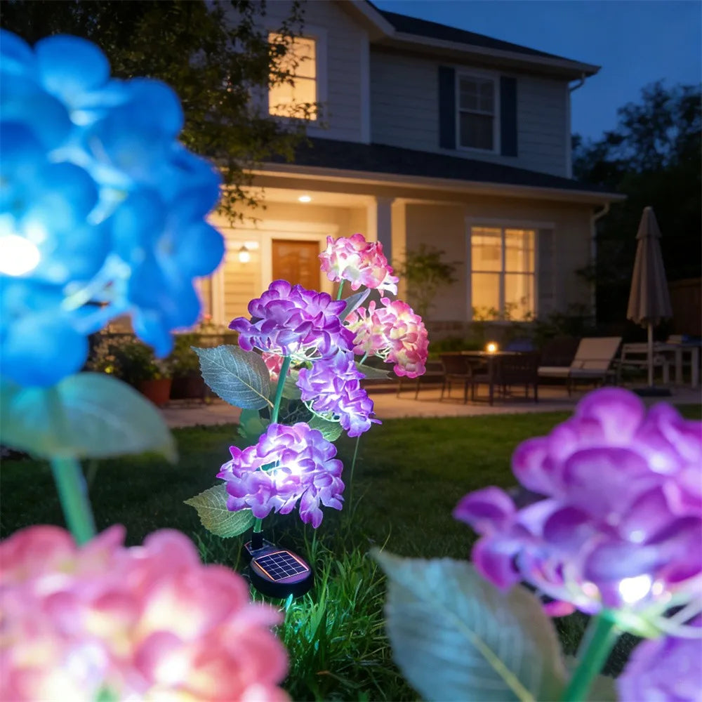 Lampes solaires d'extérieur à 3 têtes pour jardin – Lampe LED florale pour pelouse pour mariage, fête et décoration de vacances