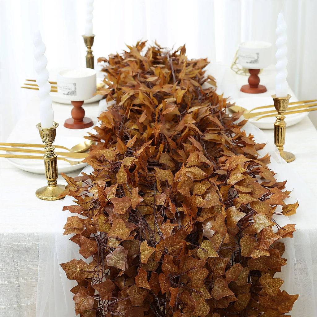 12-Piece Artificial Maple Leaf Garland – Autumn Hanging Vine Décor for Home, Thanksgiving & Seasonal Displays