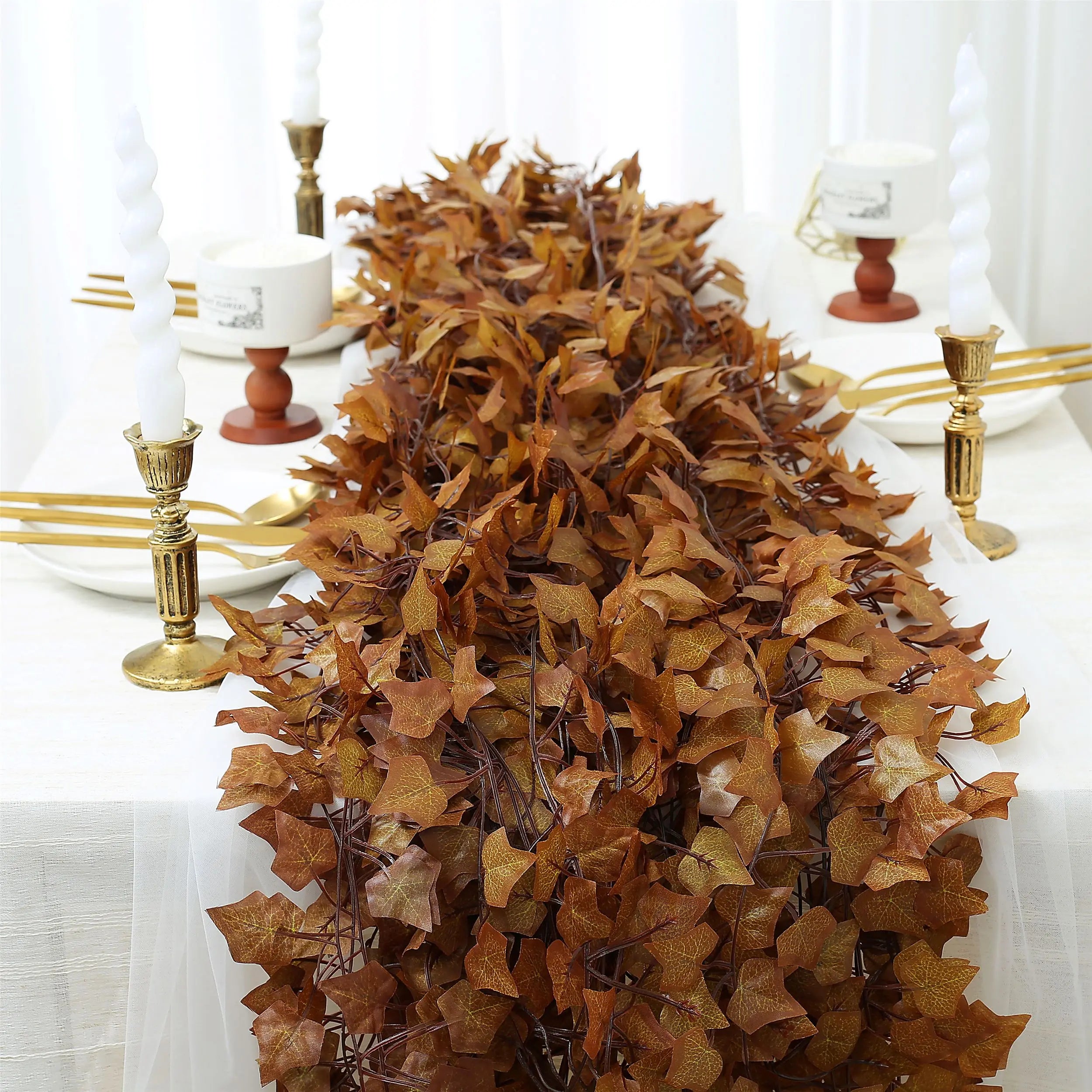 12-Piece Artificial Maple Leaf Garland – Autumn Hanging Vine Décor for Home, Thanksgiving & Seasonal Displays