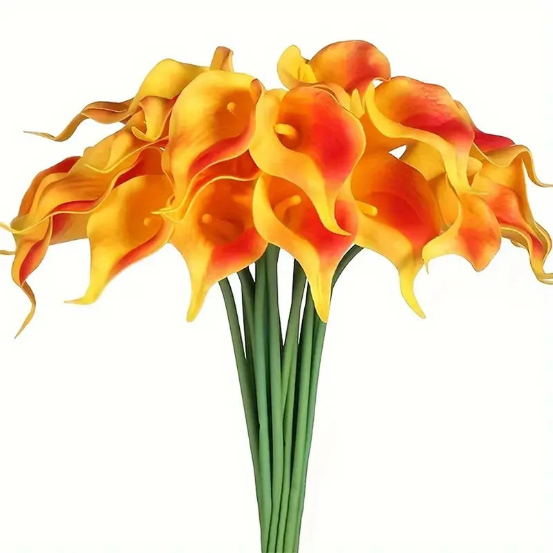 10 fleurs de lys calla artificielles – Bouquet artificiel en PU pour mariages, douches nuptiales et décoration intérieure