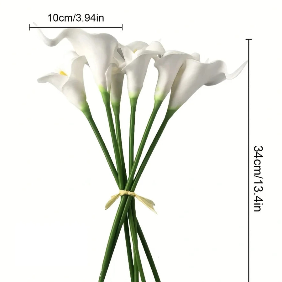 10 Stuks Kunstmatige Calla Lelies – Nep PU Boeket voor Bruiloften, Babyborrels en Huisdecoratie