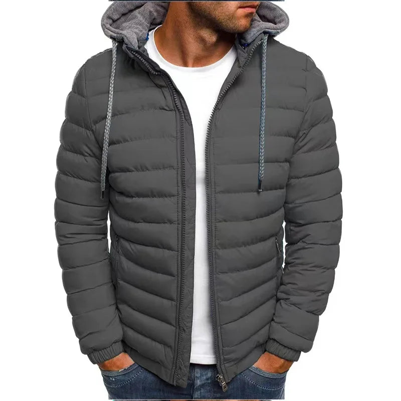 Men’s Autumn Winter Hooded Overcoat – Thick Warm Zipper Jacket for Casual & Streetwear Style