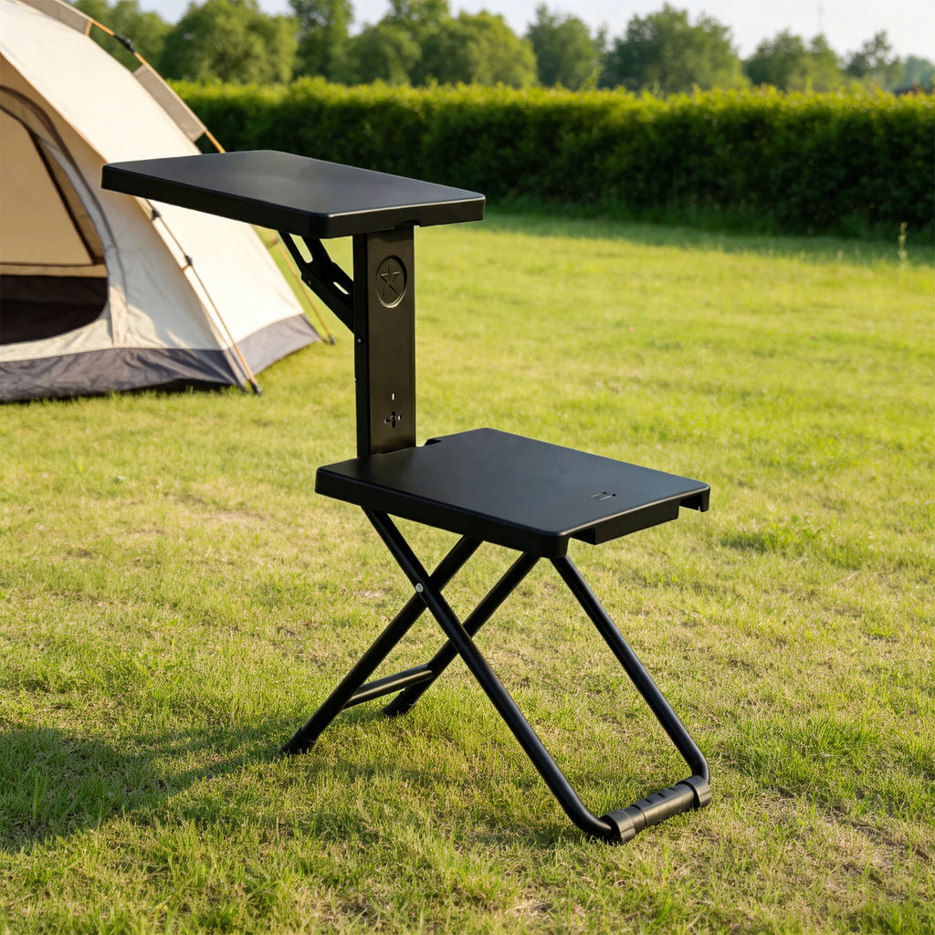 2-in-1 Foldable Seat with Side Table – Heavy Duty Portable Camping & Balcony Chair (150kg Capacity)