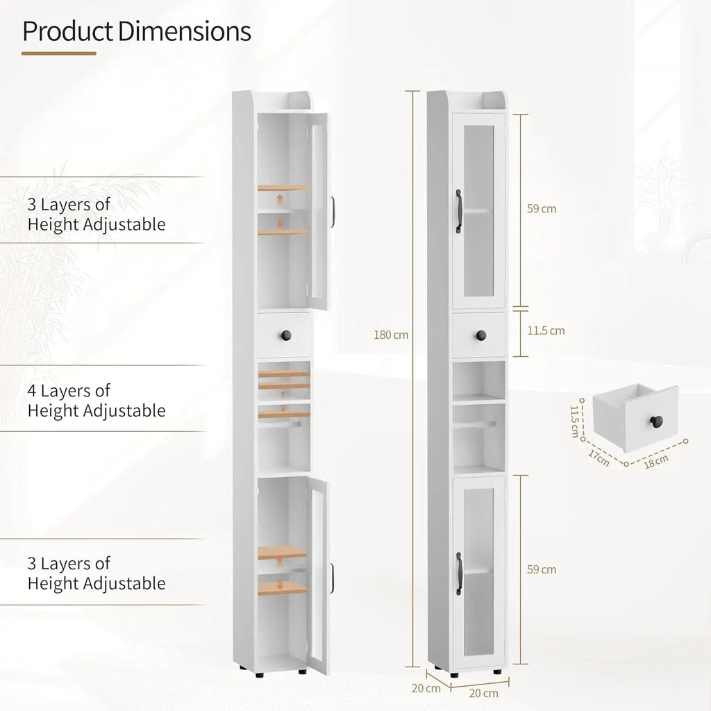 Meuble de rangement de salle de bain avec étagères réglables