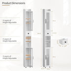 Meuble de rangement de salle de bain avec étagères réglables