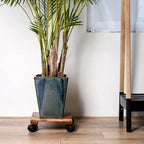 Solid wood thickened movable flower stand flower holder bonsai flower pot tray roller base stand with universal wheels
