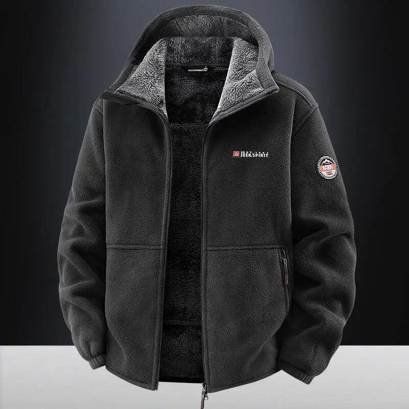 Men’s Outdoor Sport Sweatshirt Jacket – Warm Fleece Liner & Windproof Softshell