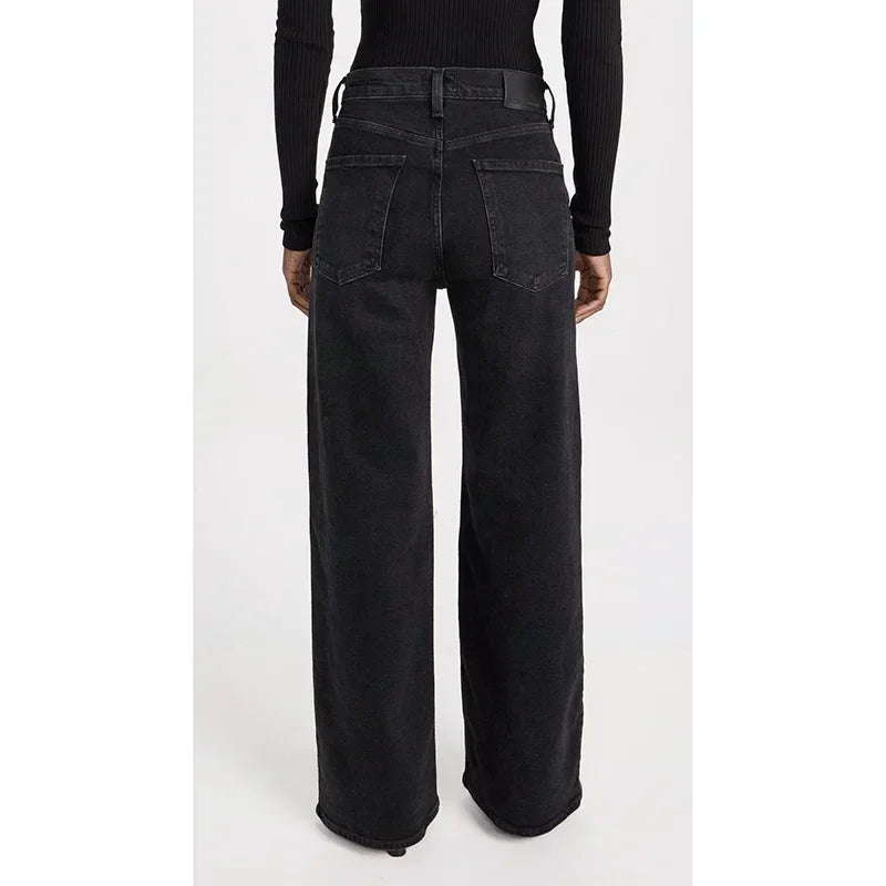 Women’s High Waist Straight Leg Jeans – Stretchy Slim Fit Office Trousers