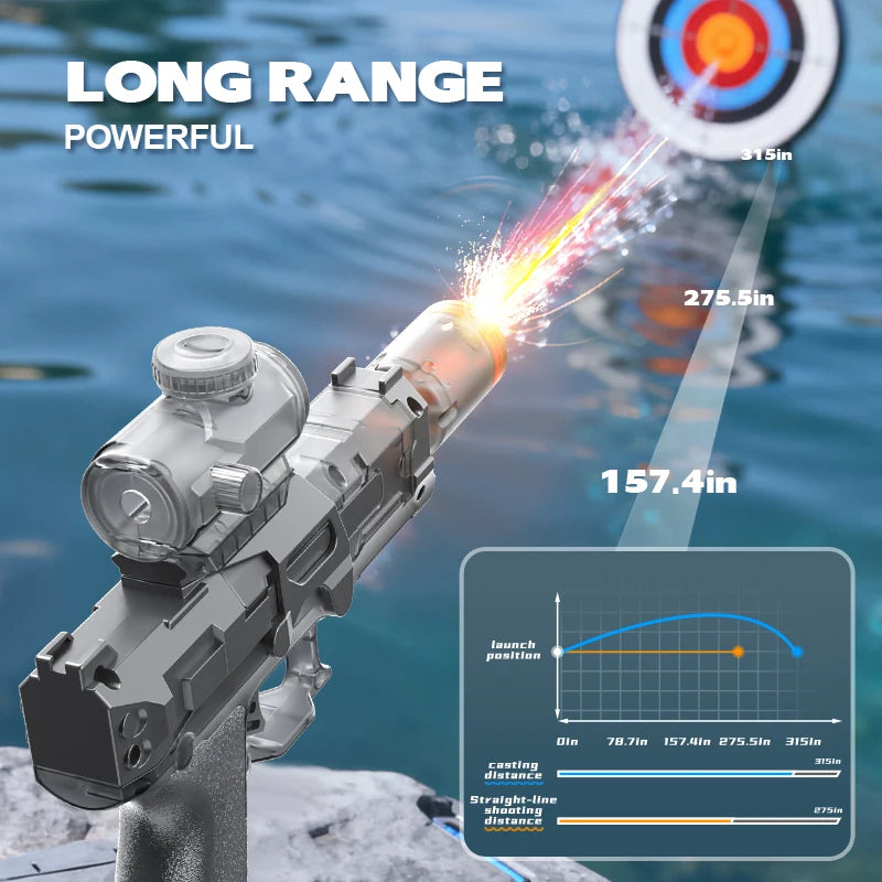 Electric Water Gun Automatic Continuous Firing – Long Range Water Blaster with Lights