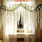 22PC White Rose Vine Wall Hangings – Artificial Orchid Flower Decoration Set for Weddings & Events