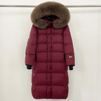 Reality Fur Over-the-Knee Puffer Jacket – Women’s Winter Coat with Raccoon Fur Hood