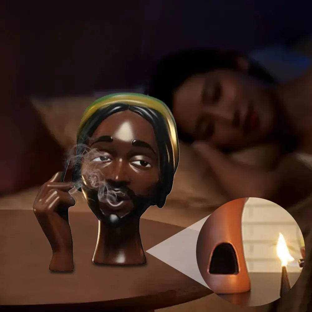 Black Woman Resin Head Incense Burner – Censer & Stick Holder for Home Décor