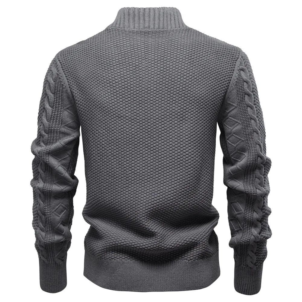Men’s Woolen Jacket 2025 – European-Style Autumn Winter Knitted Cardigan Coat with Zipper