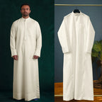 Muslim Men’s Zipper Jubba Thobe – Ethnic Kimono-Style Robe for Daily and Formal Wear