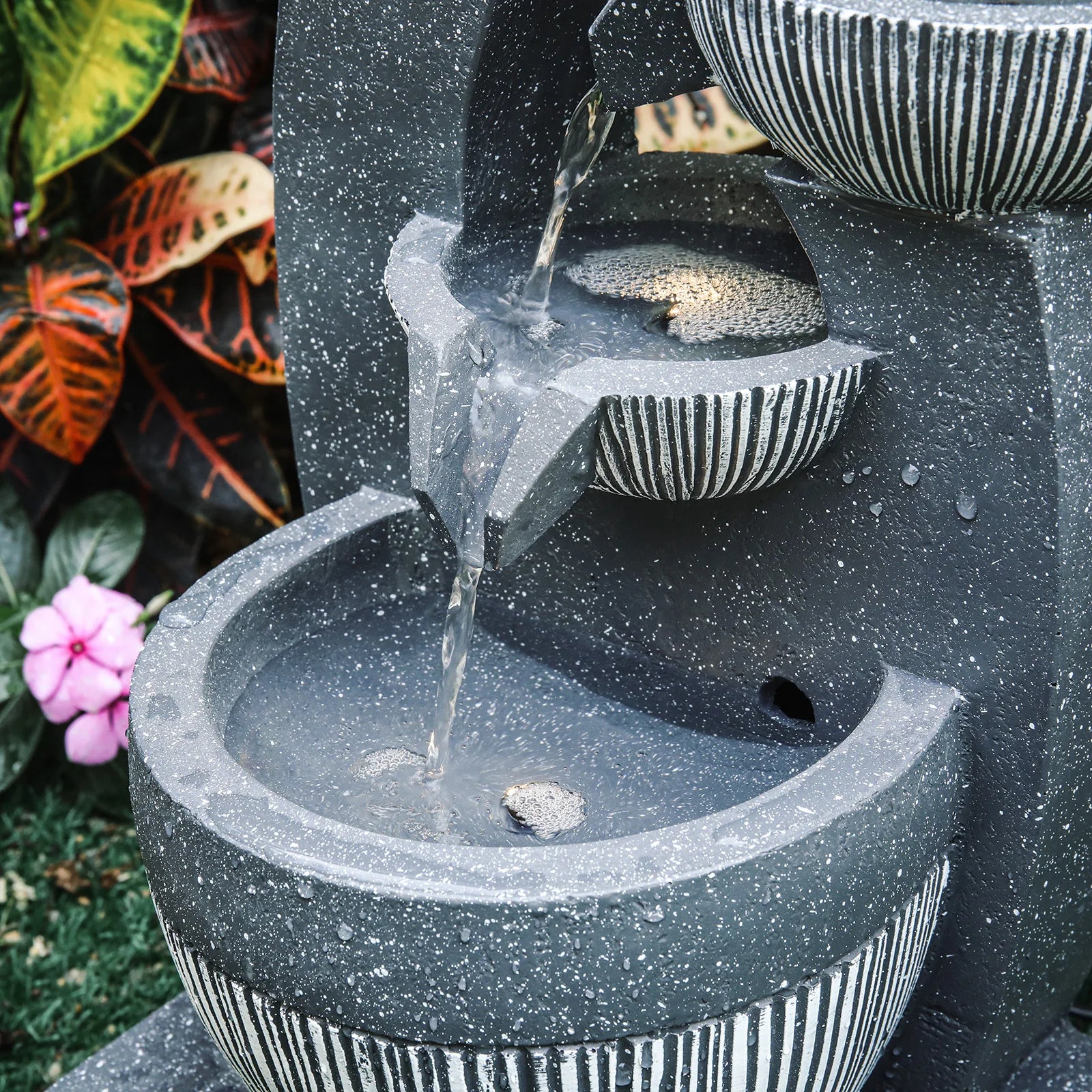 Tabletop Resin Water Fountain with LED Light – Indoor Zen Desk Decor Feature
