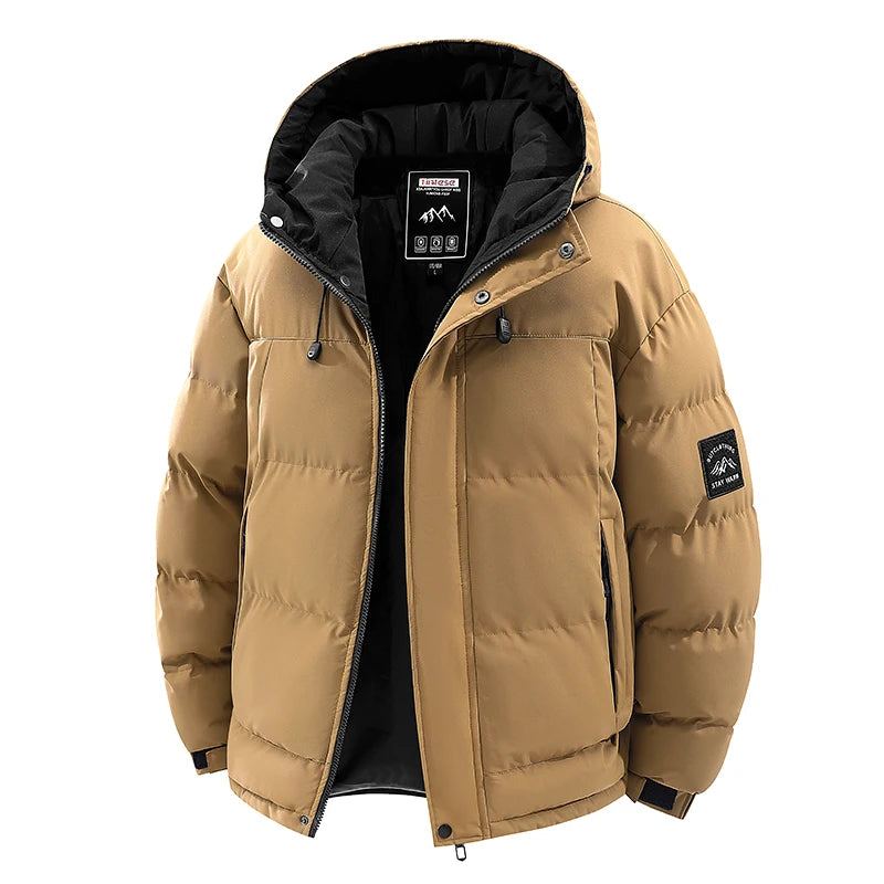 Windproof Thickened Hooded Parka for Men — Warm, Casual & Winter-Ready