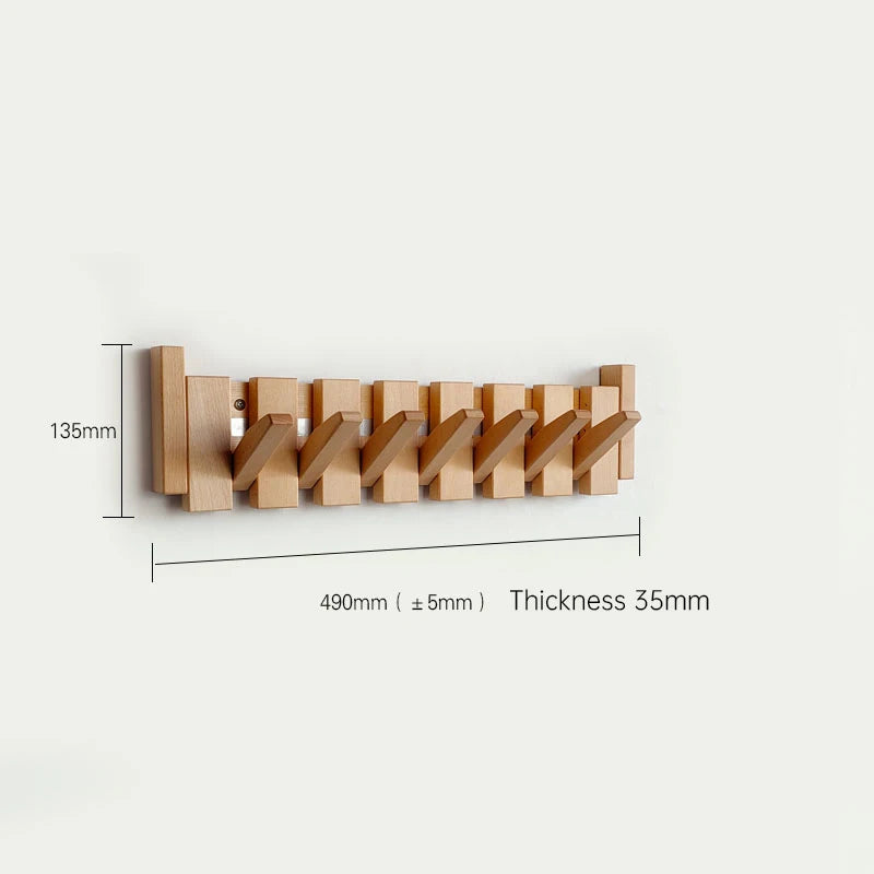 Kledinghaak van walnoothout, wandgemonteerd, verborgen decoratiehaak, opvouwbaar, voor slaapkamerkasten, houten wandplank, woondecoratie