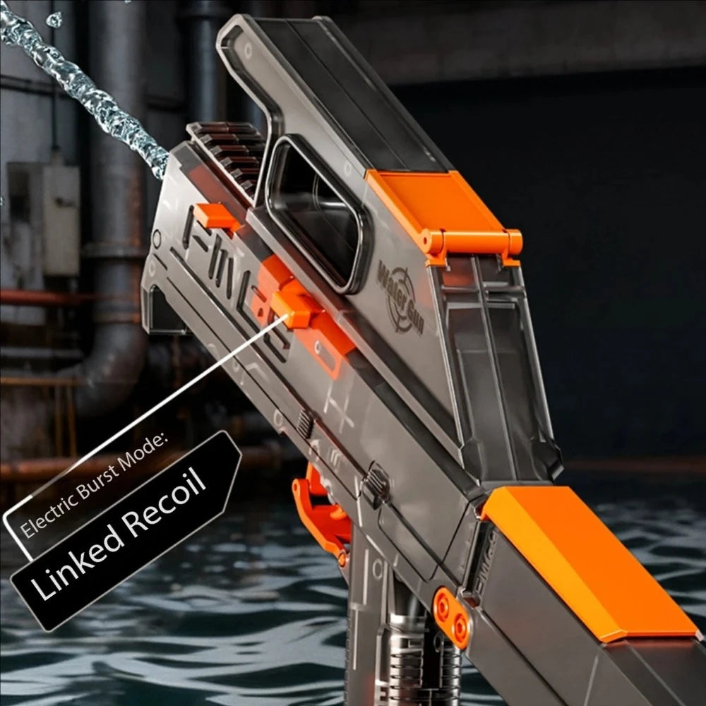 New Folding Electric Water Gun with Flashing Lights – High-Speed Rechargeable Water Blaster