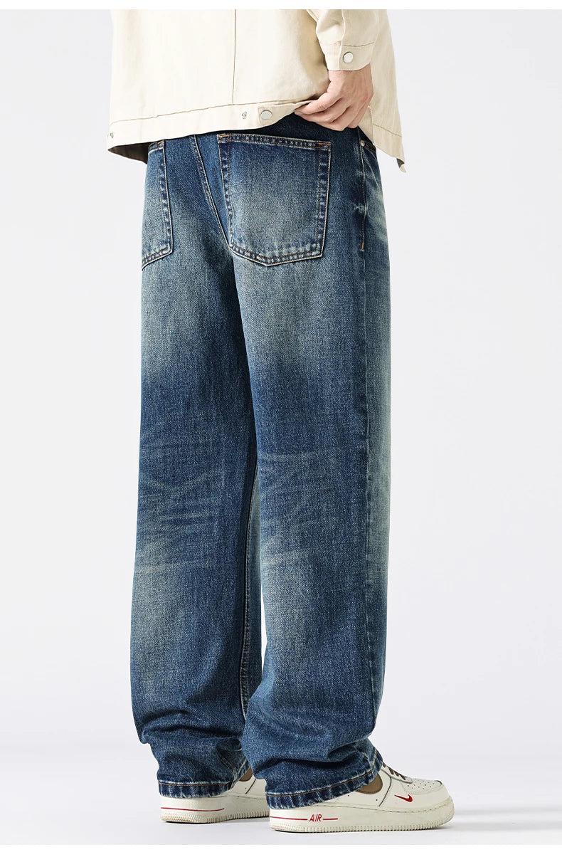 Autumn Gradient Distressed Jeans for Men – Comfort Cotton Vintage Style