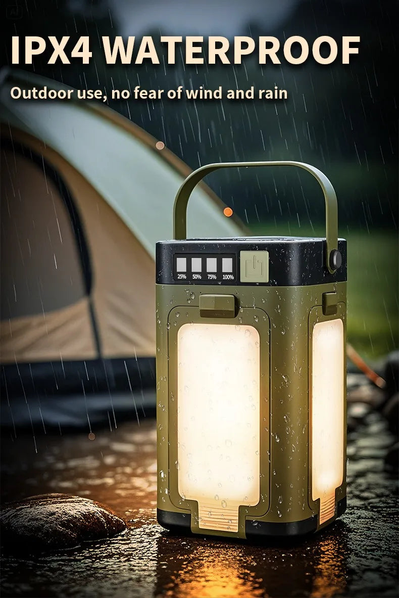 Multifunctional 4-Leaf Foldable Camping Lantern – Solar Rechargeable Outdoor Emergency Light