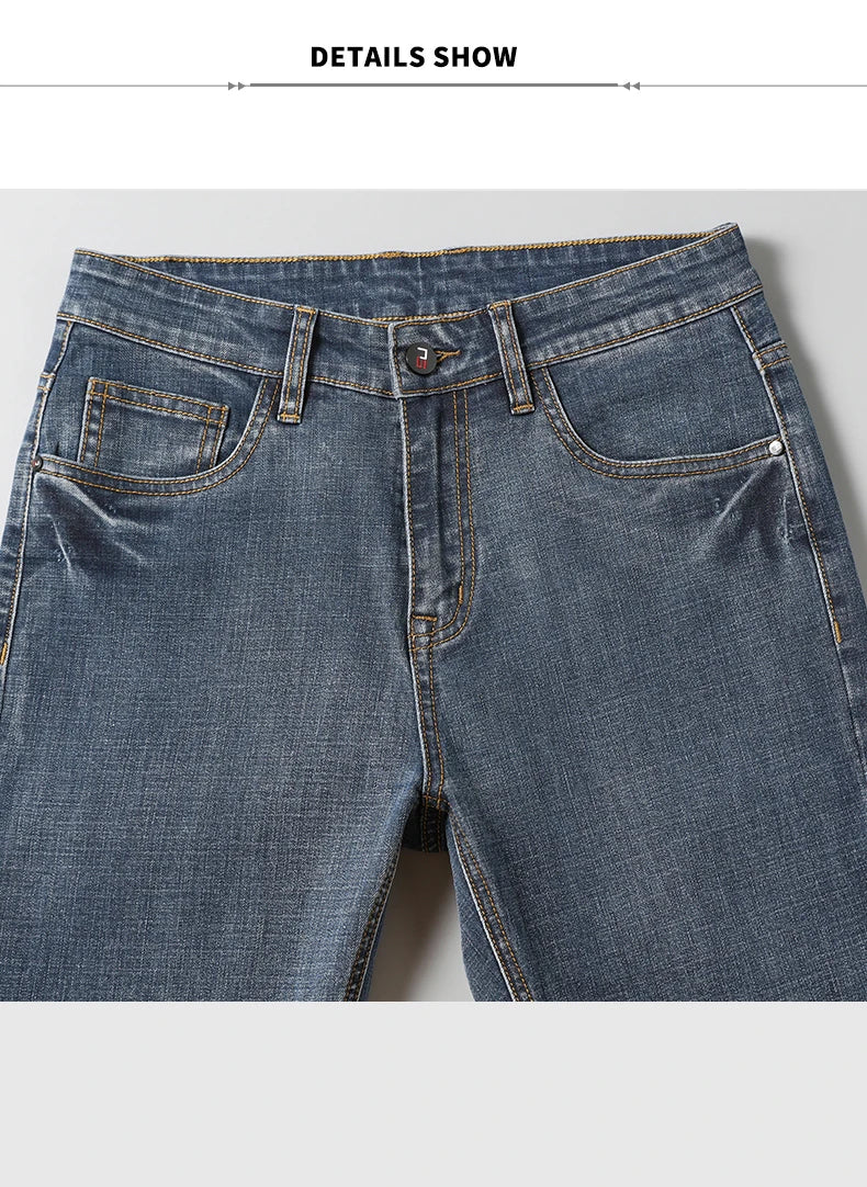 Cotton Stretch Jeans for Men – Classic Retro Slim Straight Fit