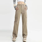 New Women Korean High Waist Straight Leg Jeans