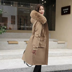 New Women’s Winter Parka – Fur Collar Hooded Mid-Length Coat with Removable Inner Liner