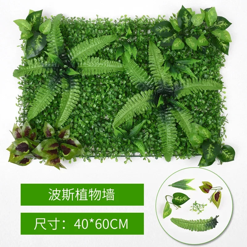 40X60cm 3D Artificial Green Plant Wall Panel – Realistic Grass Flower Wall Background Decor for Wedding, Garden & Outdoor Events
