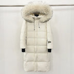 Reality Fur Over-the-Knee Puffer Jacket – Women’s Winter Coat with Raccoon Fur Hood