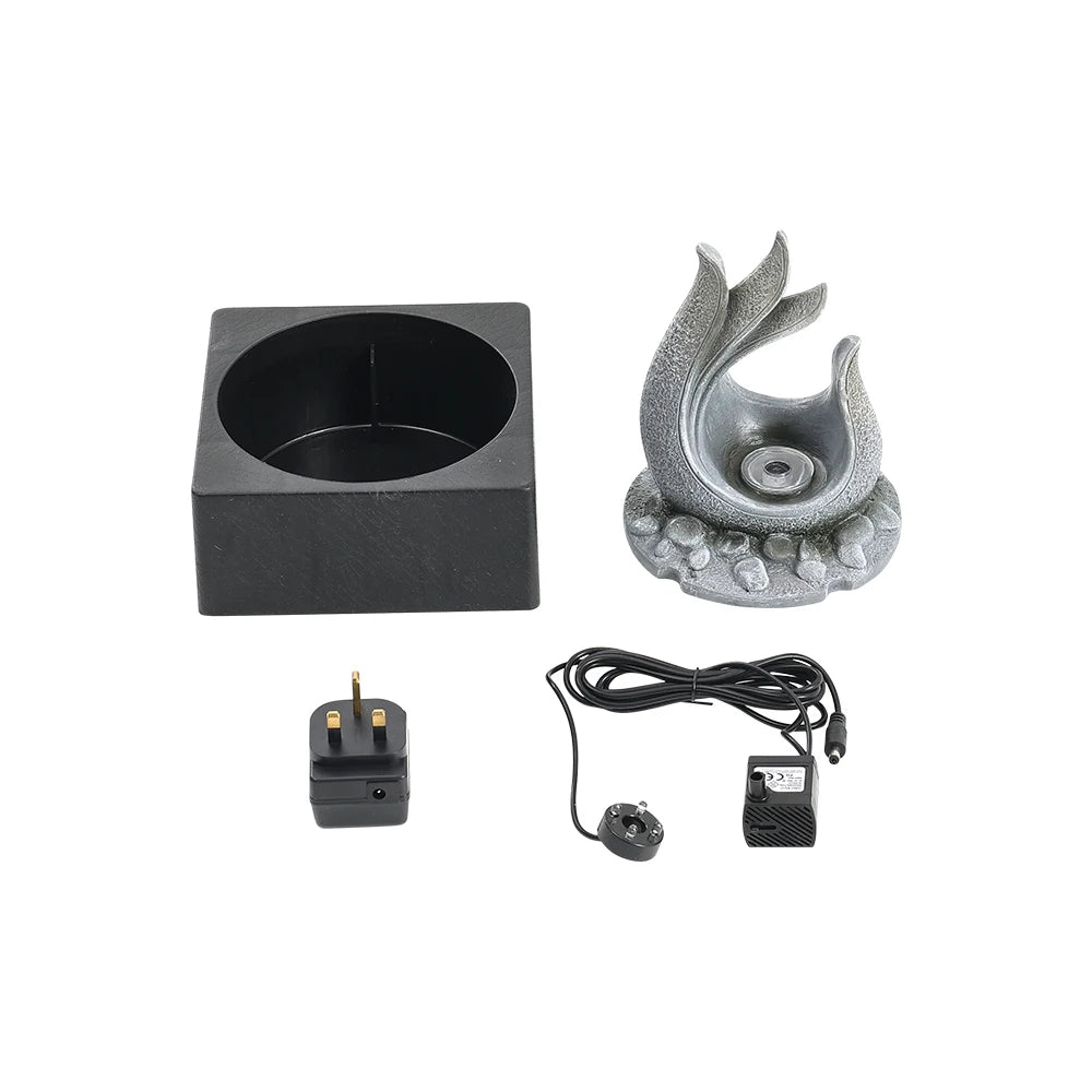 Tabletop Resin Water Fountain with LED Light – Indoor Zen Desk Decor Feature