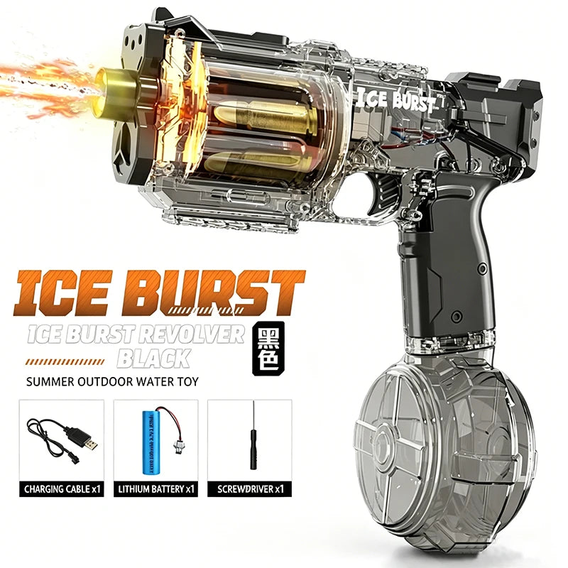Simulated Recoil Electric Water Gun Toy with Automatic Lights & Water Spray Feature
