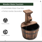 Outsunny Garden Wood Barrel Pump Patio Electric Water Fountain Deck Feature New