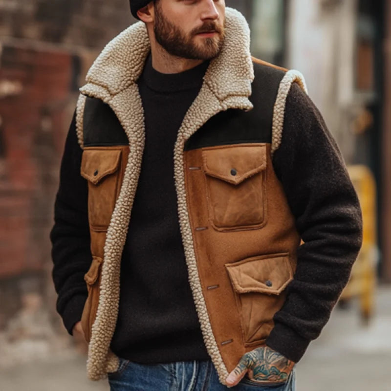 2025 Men’s Lamb Wool Vest – Rugged Military & Outdoor Workwear